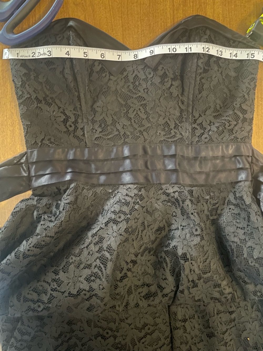 VINTAGE Gunne Sax by Jessica McClintock Strapless Black Lace Tea-Length Dress - Picture 9 of 9